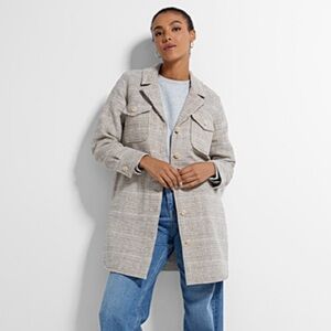 Simons Plaid Wool Coat